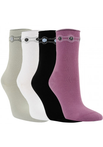 11913 - Dámske bavlnené ponožky "BORDÜRE" - 3 páry/bal.