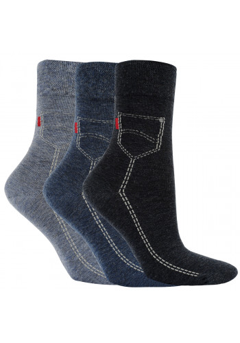 11915- Dámske vzorované ponožky "JEANS" - 3 páry/bal.