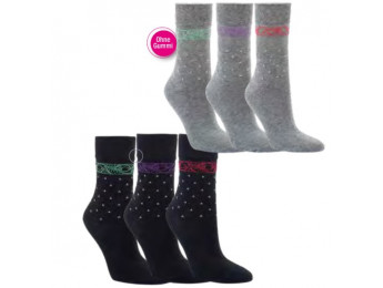 11955- Dámske vzorované ponožky „BLACK & SILVER“ - 3 páry/bal.