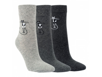 11999 - Dámske bavlnené ponožky " SILVER CAT " - 3 páry/bal.