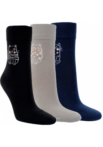 12025 - Dámske bavlnené ponožky "SCHWARZER KATER" - 3 páry/bal.