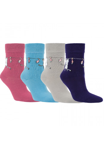 12042 - Dámske bavlnené ponožky "MIAU" - 3 páry/bal.