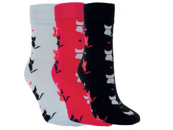 12066 - Dámske bavlnené ponožky "KATER" - 3 páry/bal.