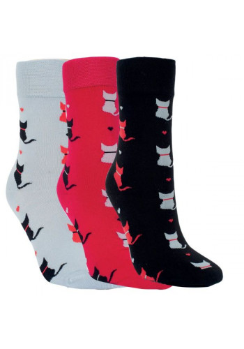 12066 - Dámske bavlnené ponožky "KATER" - 3 páry/bal.