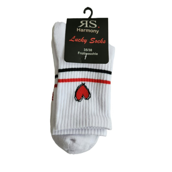 12730 - RS Harmony Lucky Socks – Dámske športové bavlnené ponožky so srdiečkom - 2 páry/ bal.