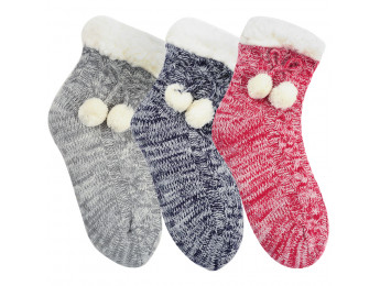 14489 - Dámske teplé domáce ponožky s protišmykovou podrážkou "ABS SOHLE" - 1 pár