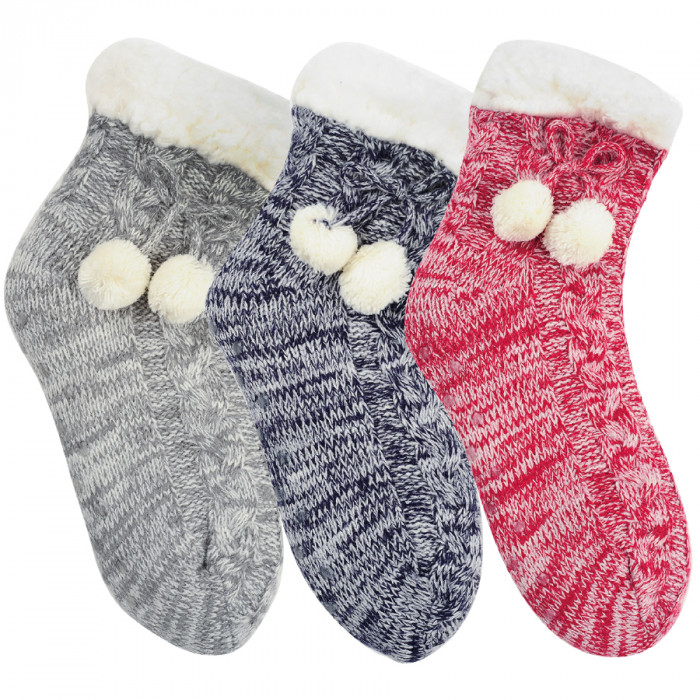 14489 - Dámske teplé domáce ponožky s protišmykovou podrážkou "ABS SOHLE" - 1 pár
