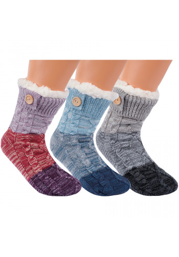 14490 - Dámske teplé domáce ponožky s protišmykovou podrážkou "ABS SOHLE" - 1 pár
