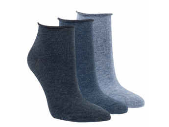 15267- Dámske bavlnené kotníkové ponožky „ROLLRAND, JEANS“ - 3 páry/bal.