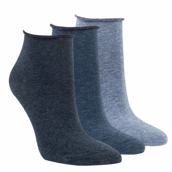 15267- Dámske bavlnené členkové ponožky „ROLLRAND, JEANS“ - 3 páry/bal.
