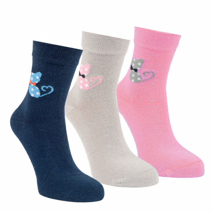 20863 - Detské bavlnené ponožky "COLORED KITTYS"- 3 páry/bal.