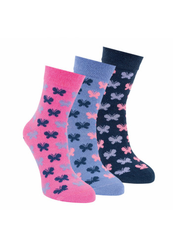 20865 - Detské bavlnené ponožky "CRAZY BUTTERFLYS"- 3 páry/bal.