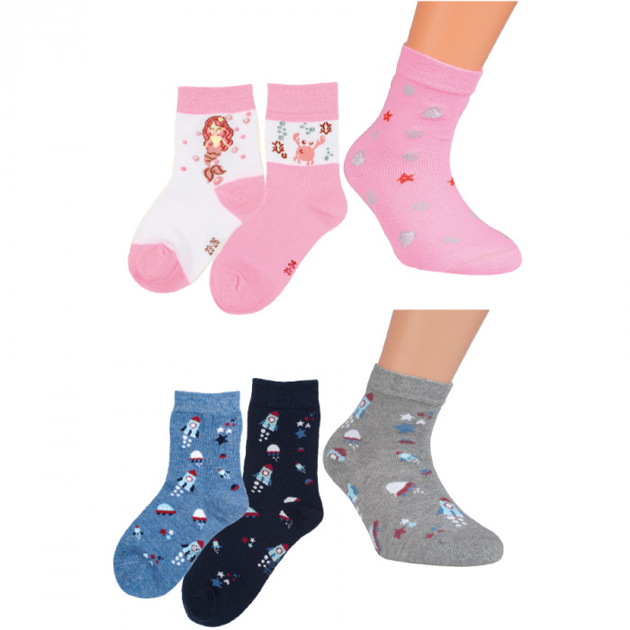 20879 - Detské bavlnené ponožky "UFO" - 3 páry/bal.