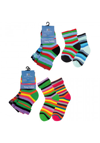 22117- Detské farebné froté ponožky „UMSCHLAG“ - 2 páry/bal.