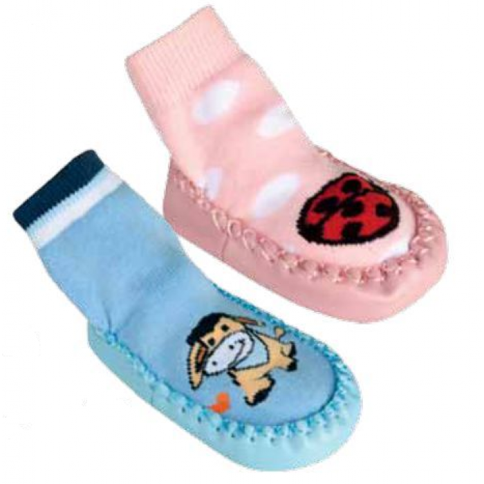 24608- Baby domáce ponožky s koženou podrážkou "LAUFSOHLE"