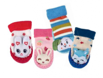 24613- Dojčenské domáce, froté ponožky s podrážkou  „LAUFSOHLE“