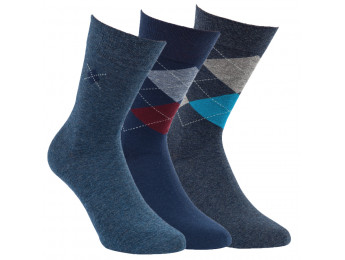 32119 - Pánske bavlnené ponožky "KARO JEANS" - 3 páry/bal.