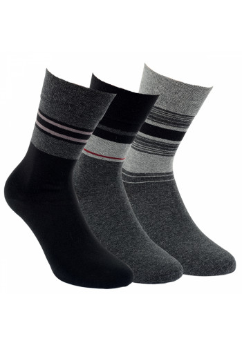 32186 - Pánske bavlnené ponožky "MELANGE STREIFEN" - 3 páry/bal.