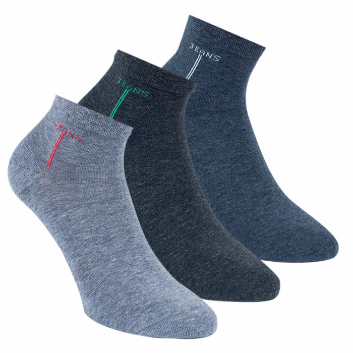 35180 - Pánske bavlnené členkové ponožky "COLORED LINE" - 3 páry/bal.
